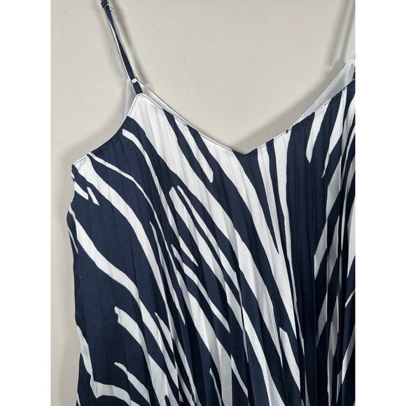 Banana Republic Strappy V Neck Pleated Midi Dress Womens Dress Size S Navy White - Picture 6 of 9